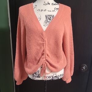 SO Women's V-Neck Sweater in Coral